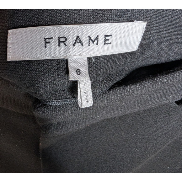 Frame Womens Black Stretch Slit Front Wide Flare Leg Classic Ponte Knit Pant 6 - Picture 5 of 11